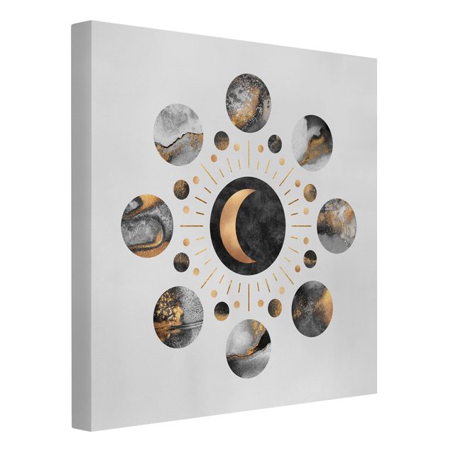 Canvas schilderijen Moon Phases Abstract Gold