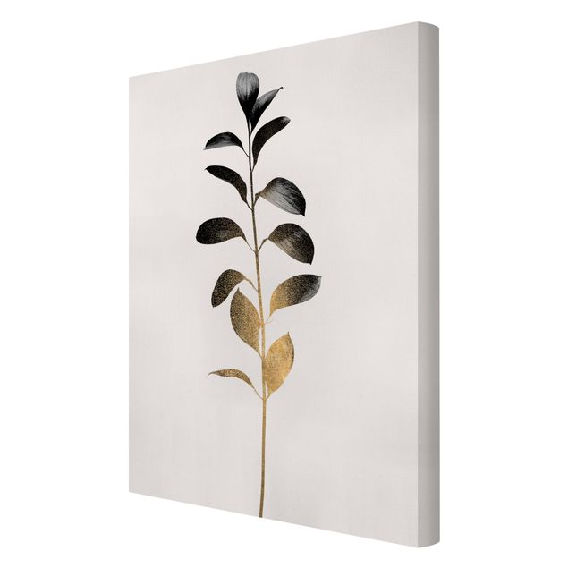 Canvas schilderijen Graphical Plant World - Gold And Grey