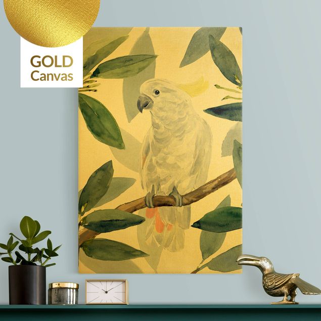 Canvas schilderijen - Goud Tropical Cockatoo I