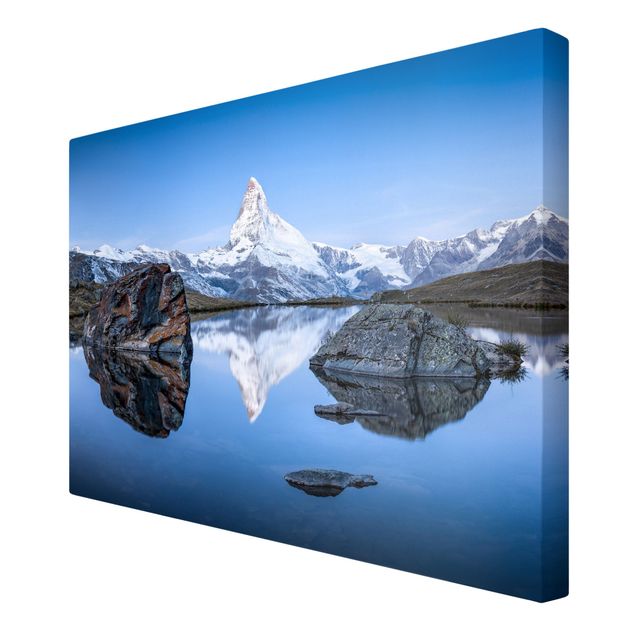 Canvas schilderijen Stellisee Lake In Front Of The Matterhorn