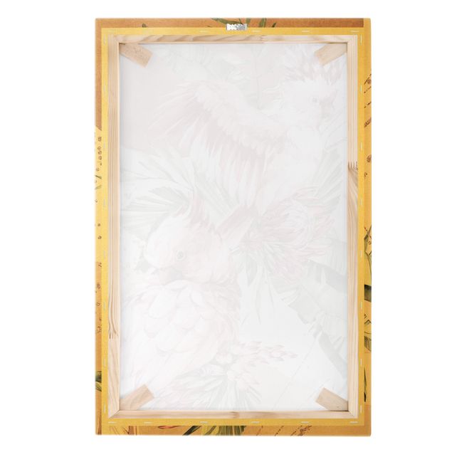 Canvas schilderijen - Goud Tropical Birds - Pink Cockatoes