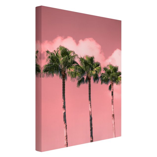 Canvas schilderijen Palm Trees Against Sky Pink