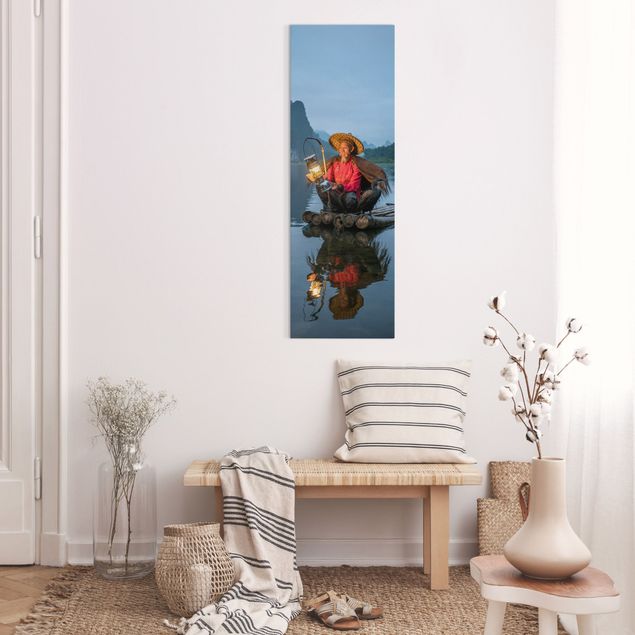 Canvas schilderijen Cormorant Fisherman At Dusk