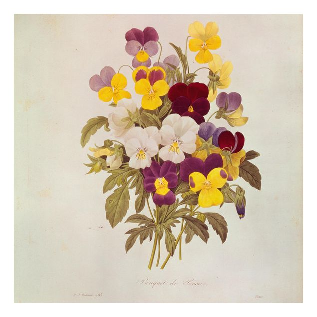 Canvas schilderijen Pierre Joseph Redoute - Bouquet Of Pansies