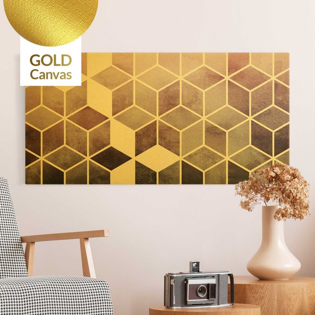 Canvas schilderijen - Goud Golden Geometry - Pink Gray