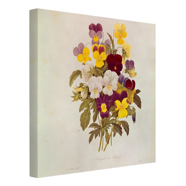 Canvas schilderijen Pierre Joseph Redoute - Bouquet Of Pansies