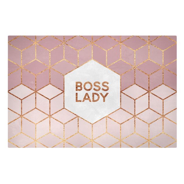 Canvas schilderijen Boss Lady Hexagons Pink