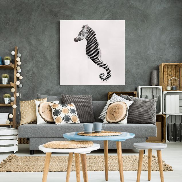 Canvas schilderijen Seahorse With Zebra Stripes