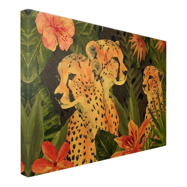 Canvas schilderijen - Goud Three Cheetahs In The Jungle