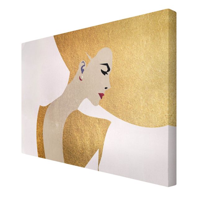 Canvas schilderijen Lady With Hat Golden