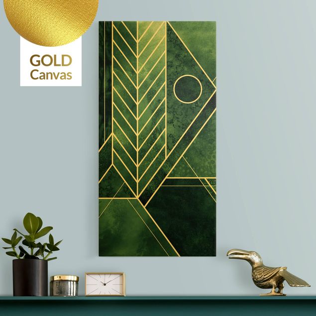Canvas schilderijen - Goud Golden Geometry - Emerald
