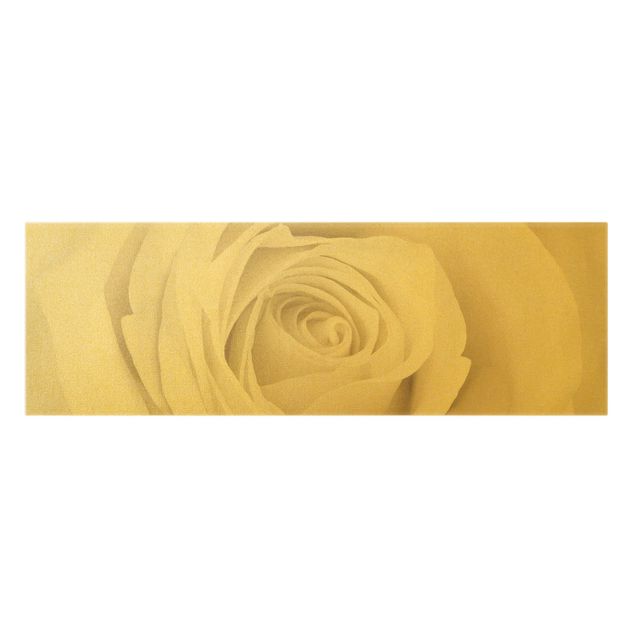 Canvas schilderijen - Goud Pretty White Rose