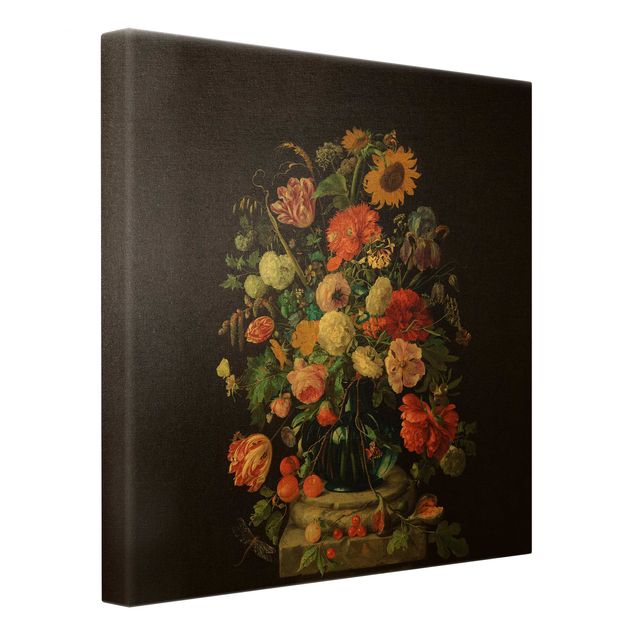 Canvas schilderijen - Goud Jan Davidsz De Heem - Glass Vase With Flowers