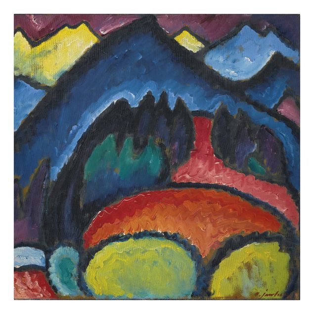 Canvas schilderijen Alexej von Jawlensky - Oberstdorf - Mountains