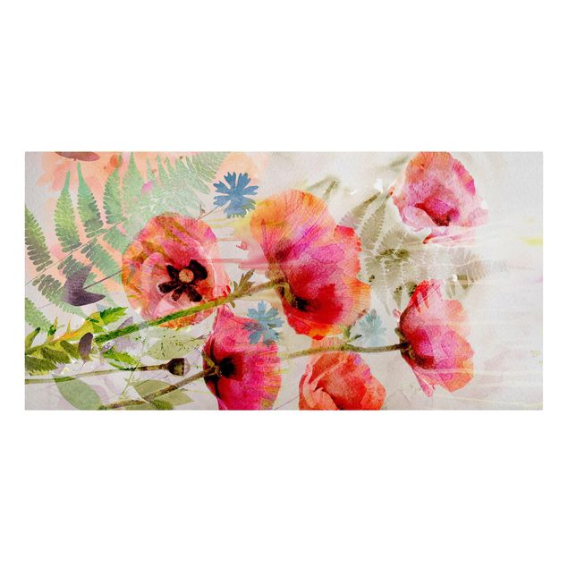 Canvas schilderijen Watercolour Flowers Poppy