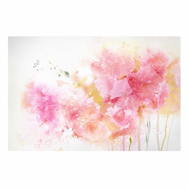 Canvas schilderijen Watercolour flowers peonies