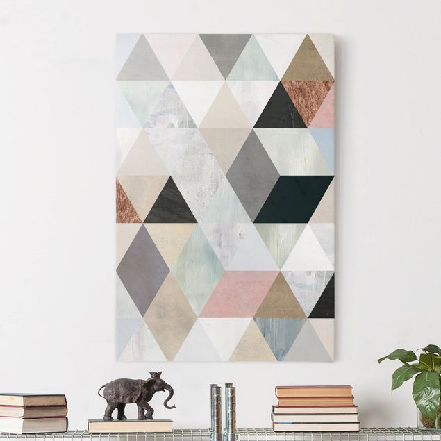 Canvas schilderijen Watercolour Mosaic With Triangles I