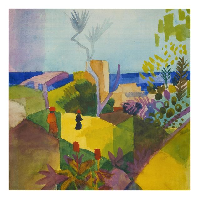 Canvas schilderijen August Macke - Landscape By The Sea