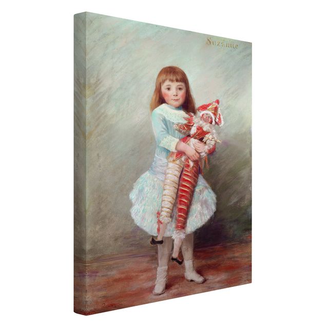 Canvas schilderijen Auguste Renoir - Suzanne with Harlequin Puppet
