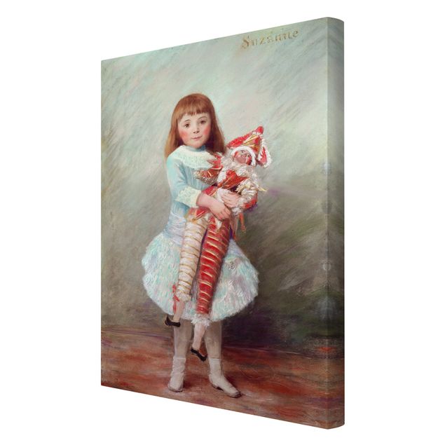 Canvas schilderijen Auguste Renoir - Suzanne with Harlequin Puppet