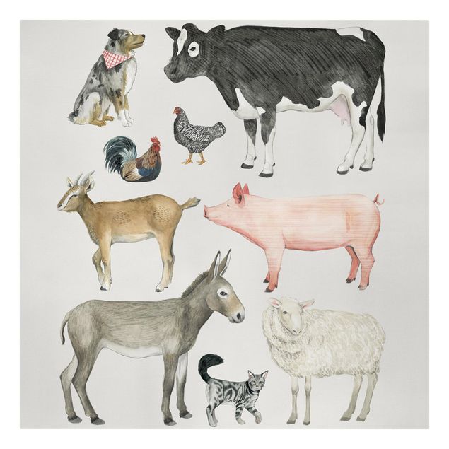 Canvas schilderijen Farm Animal Family I