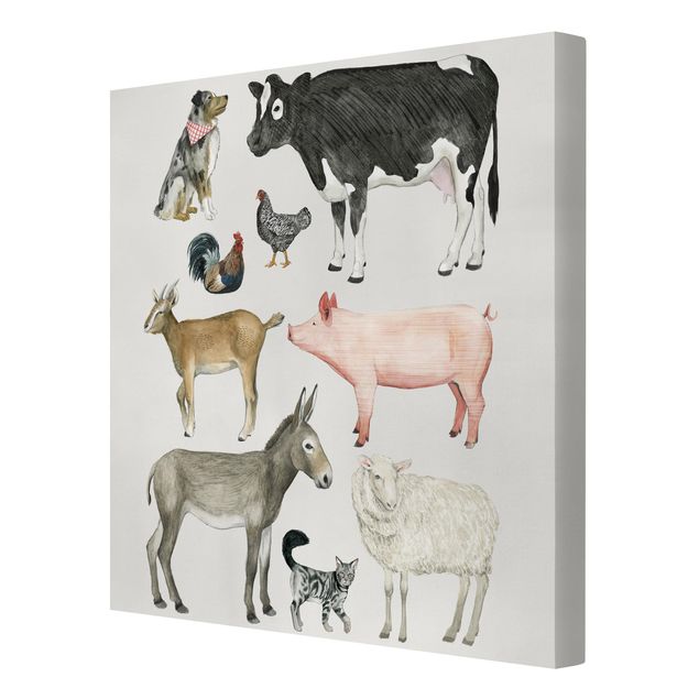 Canvas schilderijen Farm Animal Family I