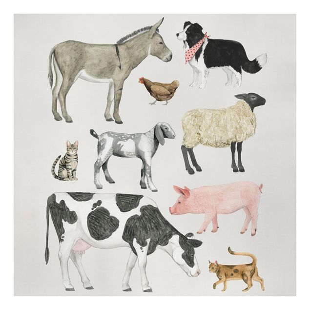 Canvas schilderijen Farm Animal Family II