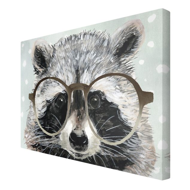 Canvas schilderijen Animals With Glasses - Raccoon
