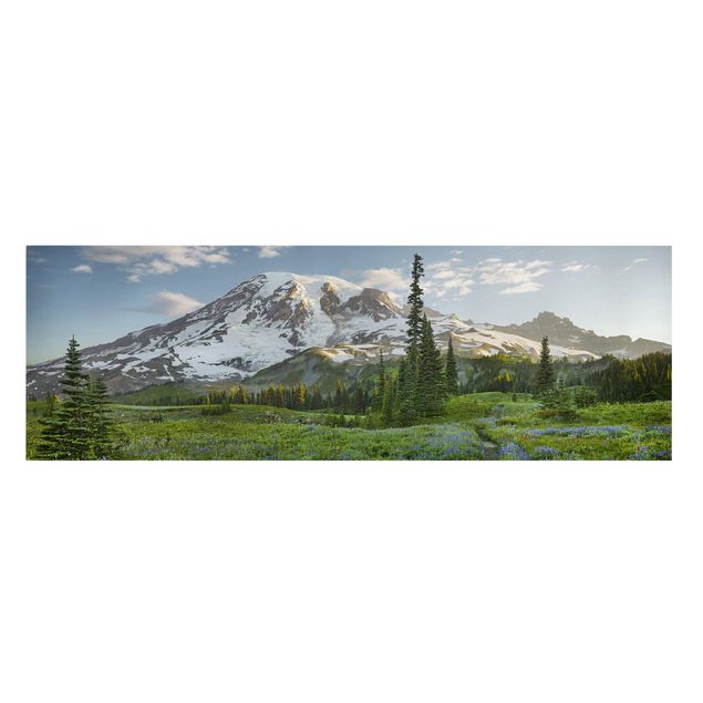 Canvas schilderijen Mountain View Meadow Path