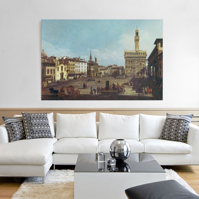 Canvas schilderijen Bernardo Bellotto - The Piazza della Signoria in Florence