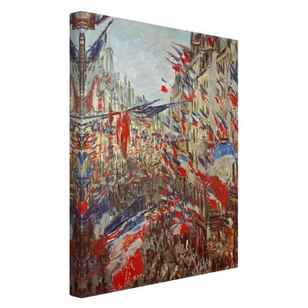 Canvas schilderijen Claude Monet - The Rue Montorgueil with Flags