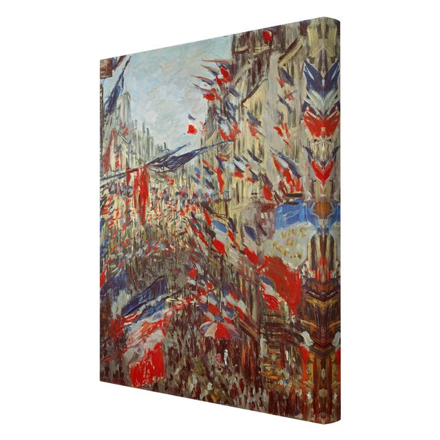 Canvas schilderijen Claude Monet - The Rue Montorgueil with Flags