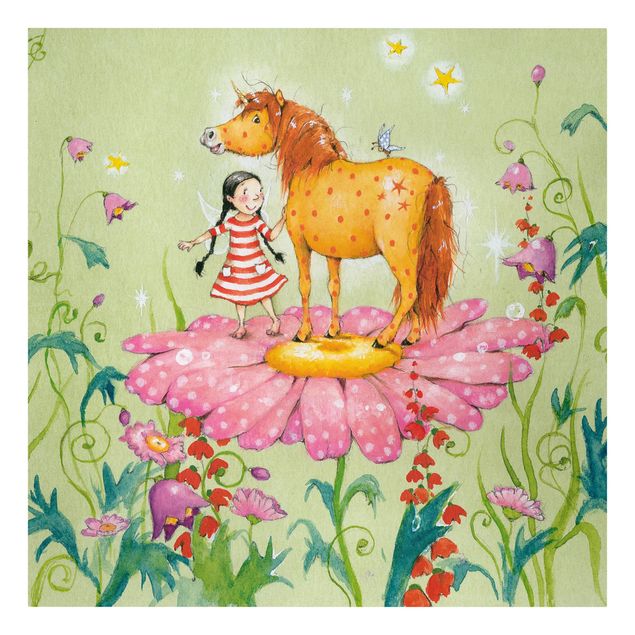 Canvas schilderijen The Magic Pony On The Flower