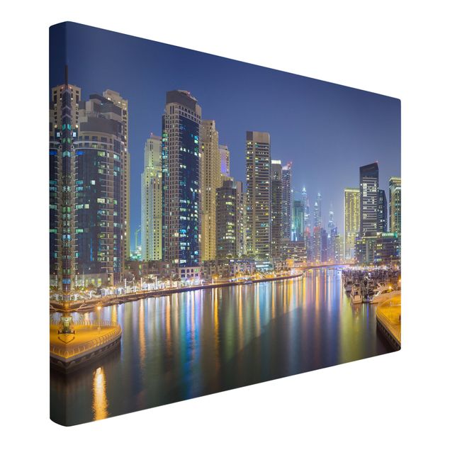 Canvas schilderijen Dubai Night Skyline