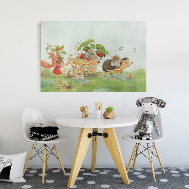 Canvas schilderijen Little Strawberry Strawberry Fairy - With Hedgehog