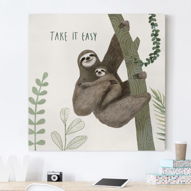 Canvas schilderijen Sloth Sayings - Easy