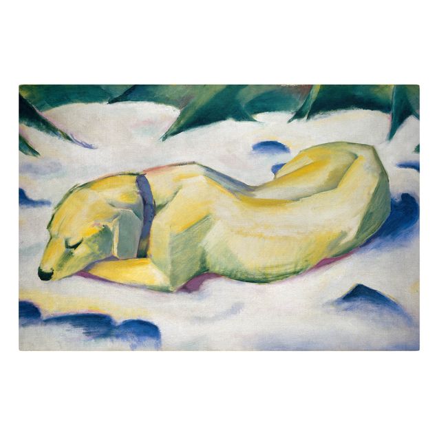 Canvas schilderijen Franz Marc - Lying Dog