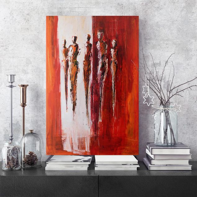 Canvas schilderijen Five Figures In Red 01