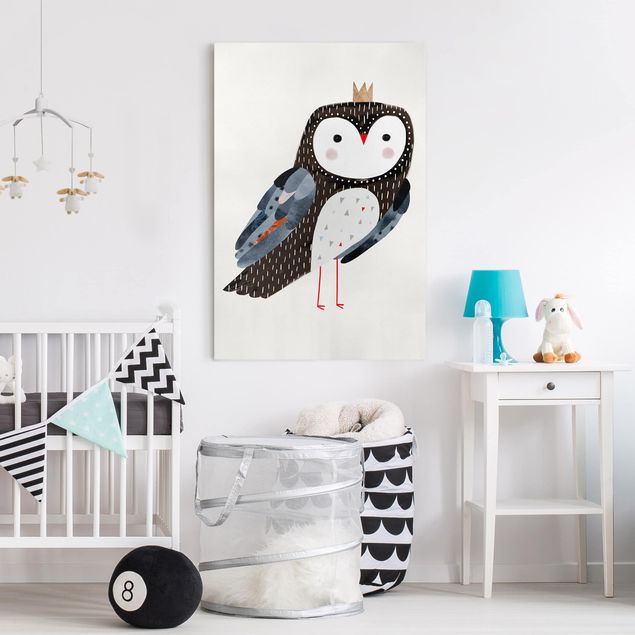 Canvas schilderijen Crowned Owl Dark
