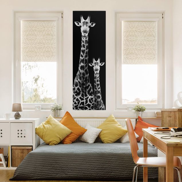 Canvas schilderijen Giraffe Duo Black And White