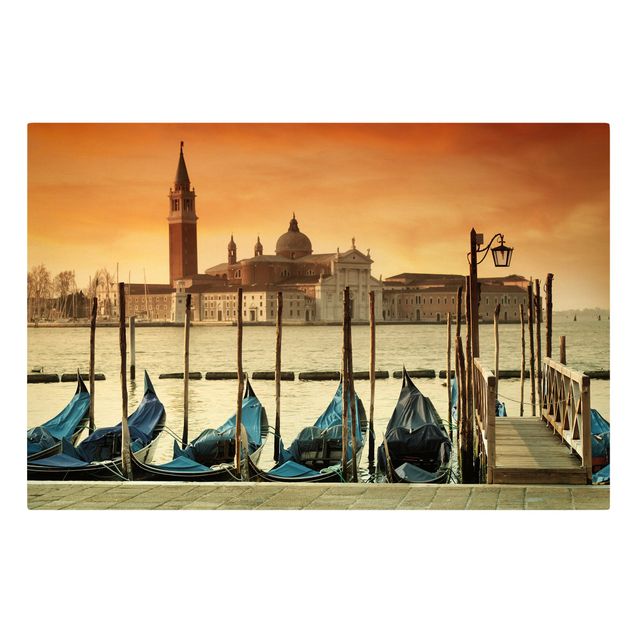 Canvas schilderijen Gondolas In Venice