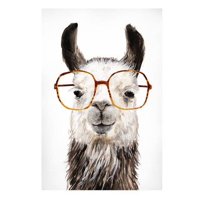 Canvas schilderijen Hip Lama With Glasses IV