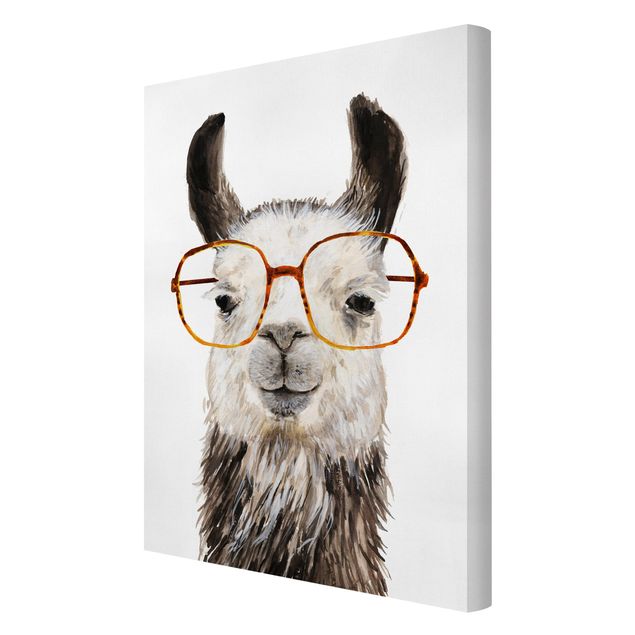 Canvas schilderijen Hip Lama With Glasses IV