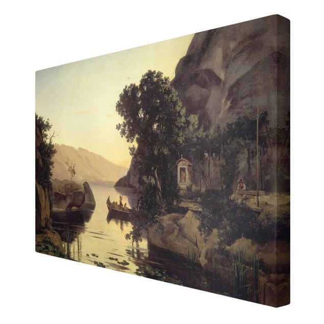 Canvas schilderijen Jean-Baptiste Camille Corot - Landscape near Riva at Lake Garda