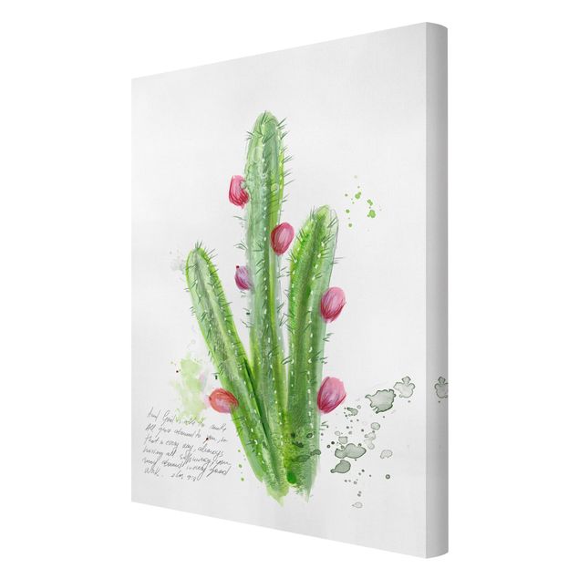 Canvas schilderijen Cactus With Bibel Verse II