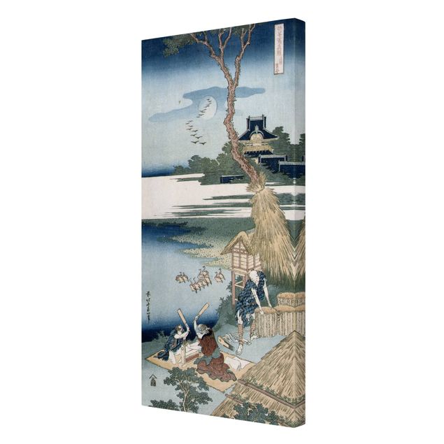 Canvas schilderijen Katsushika Hokusai - A Peasant Crossing A Bridge