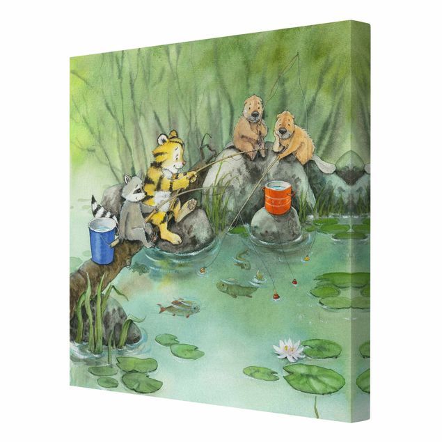 Canvas schilderijen Little Tiger - Fishing