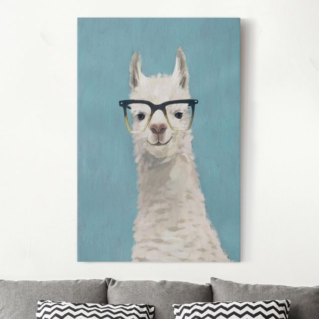Canvas schilderijen Lama With Glasses IV
