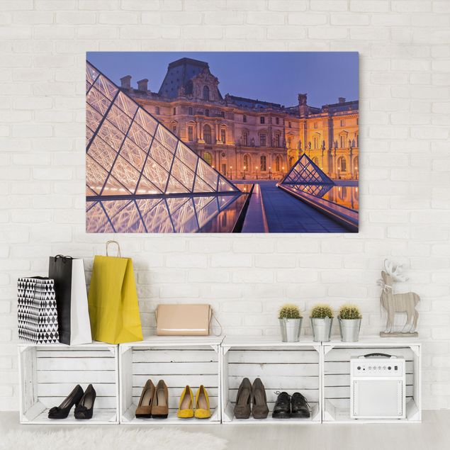Canvas schilderijen Louvre Paris At Night