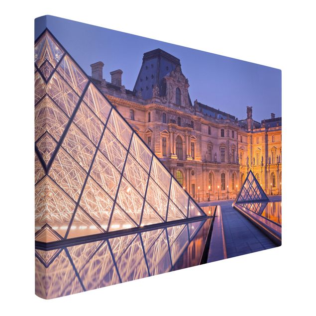 Canvas schilderijen Louvre Paris At Night